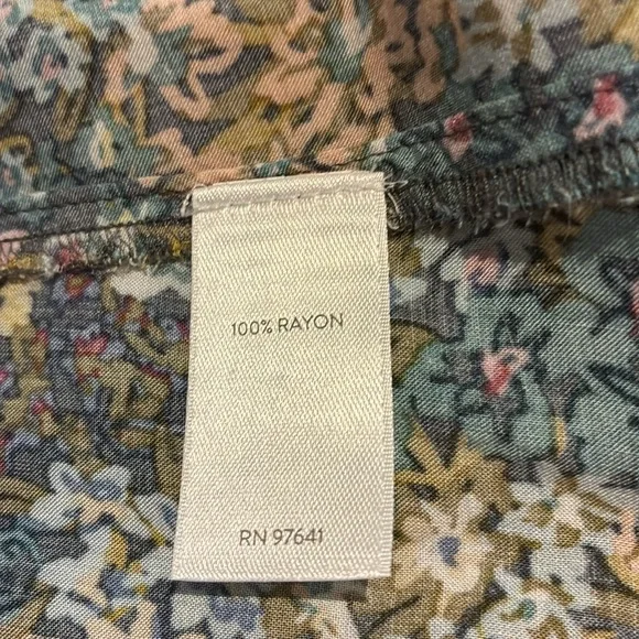 J. Jill Blue Green Floral Boxy Blouse Mandarin Collar, Size Small - Picture 6 of 7